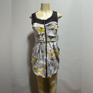Anthropologie Twinkle By Wenlan Mini Y2K Retro Sleeveless Silk Pocket Dress Sz2